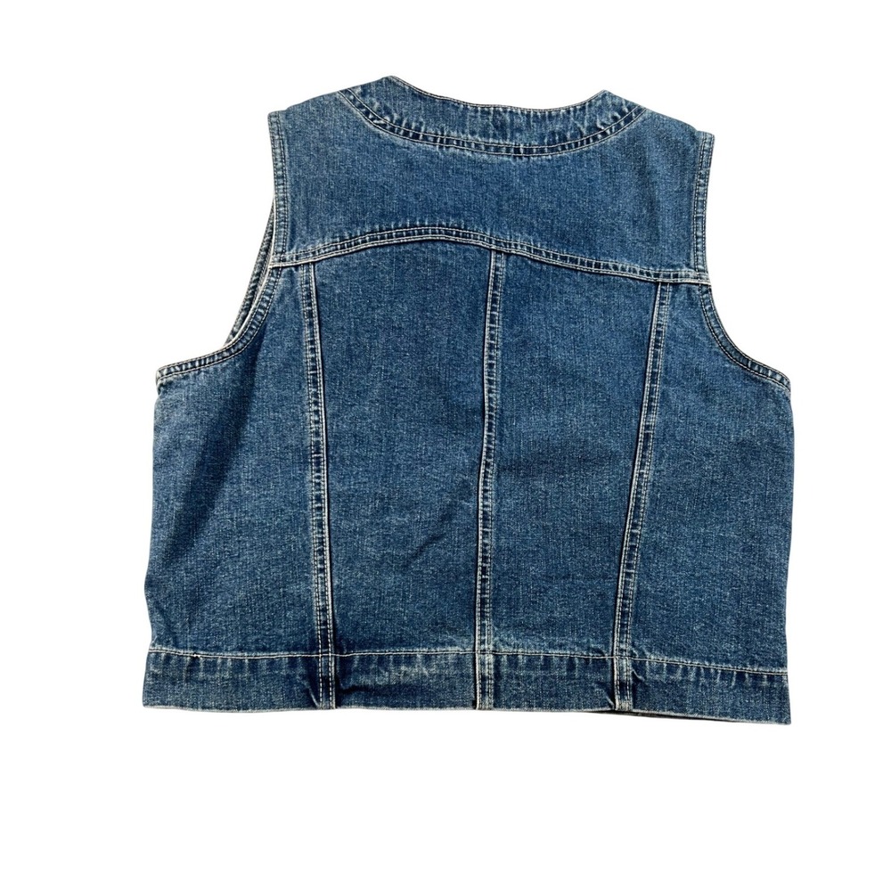 Gap Vintage Denim Vest Womens Large Cotton Medium Wash Blue Button Up V-Neck Y2K - Picture 2 of 8